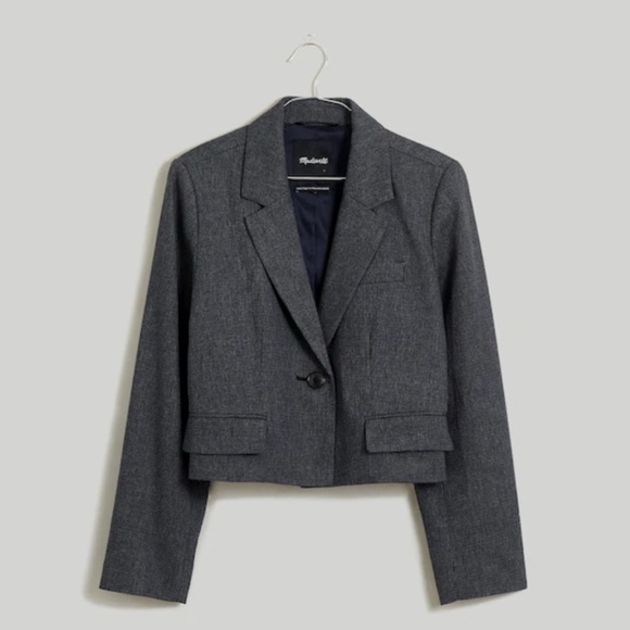 NWT Madewell The Sutter Crop Blazer in White Linen Size Small - Picture 2 of 10